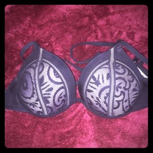 Black lace padded bra bikini top